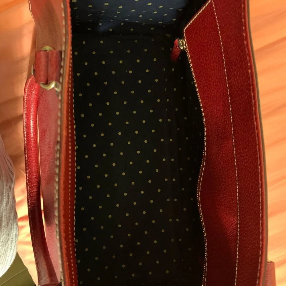 kate spade Red Leather Tote with Gold Hardware